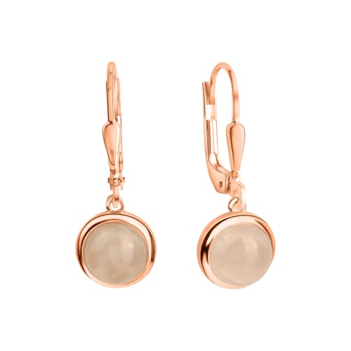 Zeeme Gemstones Damen Ohrringe 925/- Sterling Silber 2,7cm rotvergoldet Rosenquarz rosa 360230350-1 von Zeeme