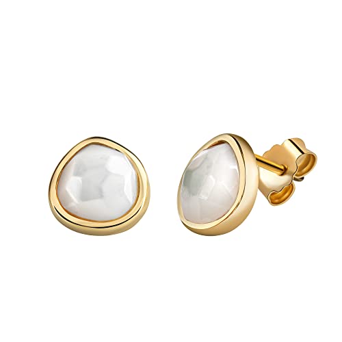 Zeeme Gemstones Damen Ohrringe 925/- Sterling Silber 1,1cm Glänzend Perlmutt gelb 271220102V von Zeeme