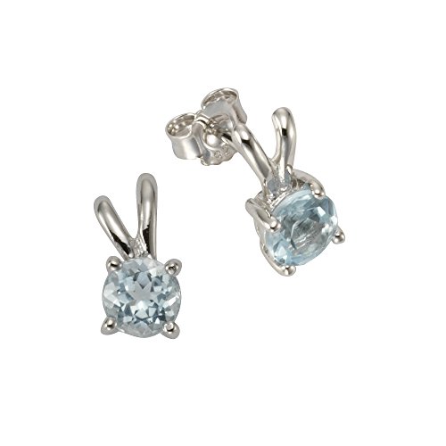 Zeeme Gemstones Damen Ohrstecker 925/- Sterling Silber 1,25cm Glänzend Blautopas beh. weiß 358220546 von Zeeme