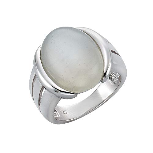 Zeeme Gemstones Damen Ring 925/- Sterling Silber Rhodiniert Mondstein weiß 360271736 von Zeeme