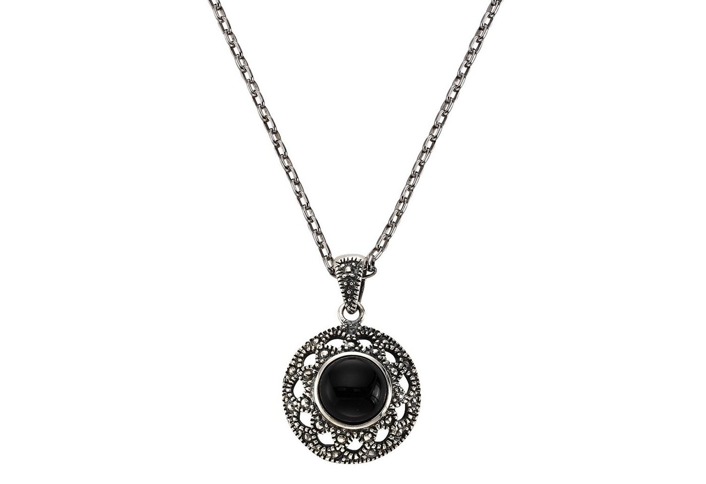 Zeeme Kette mit Anhänger 925/- Sterling Silber Achat schwarz von Zeeme