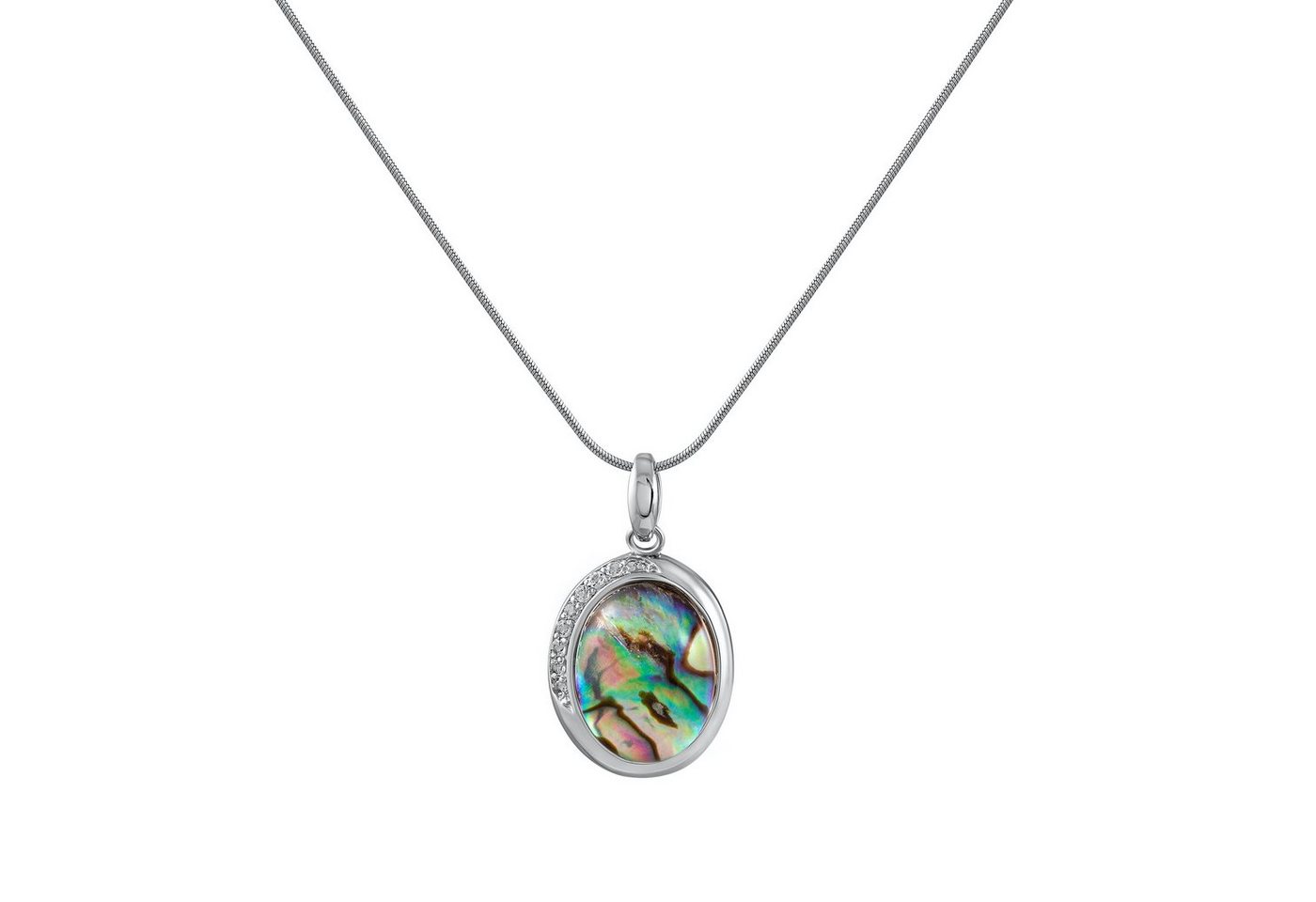 Zeeme Kette mit Anhänger 925/- Sterling Silber rhodiniert Abalone Weißtopas von Zeeme