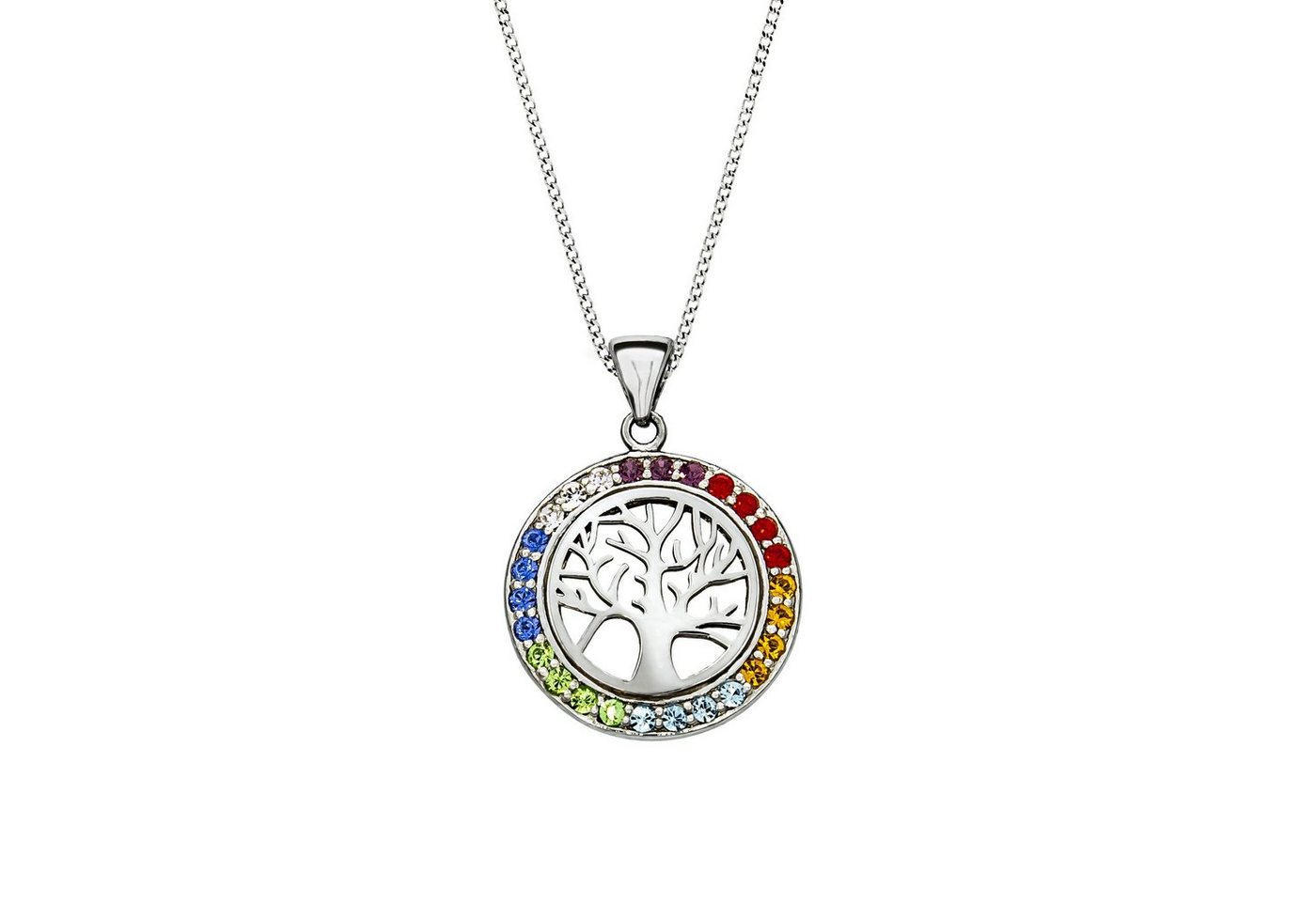 Zeeme Kette mit Anhänger 925/- Sterling Silber rhodiniert Kristalle Regenbogen von Zeeme