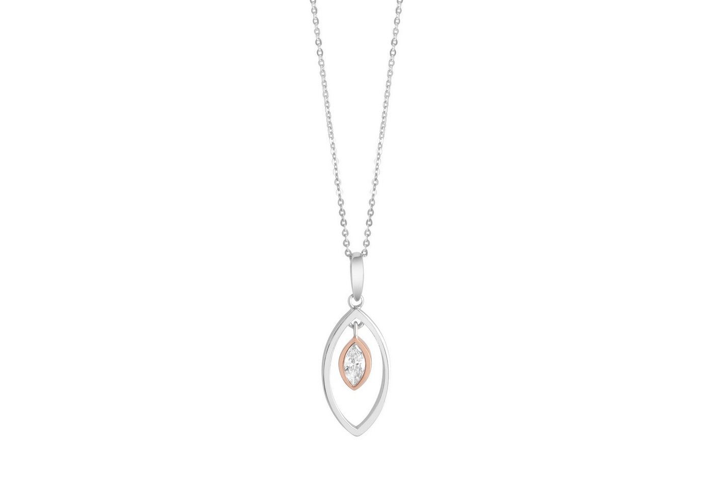 Zeeme Kette mit Anhänger 925/- Sterling Silber rhodiniert zweifarbig Zirkonia von Zeeme