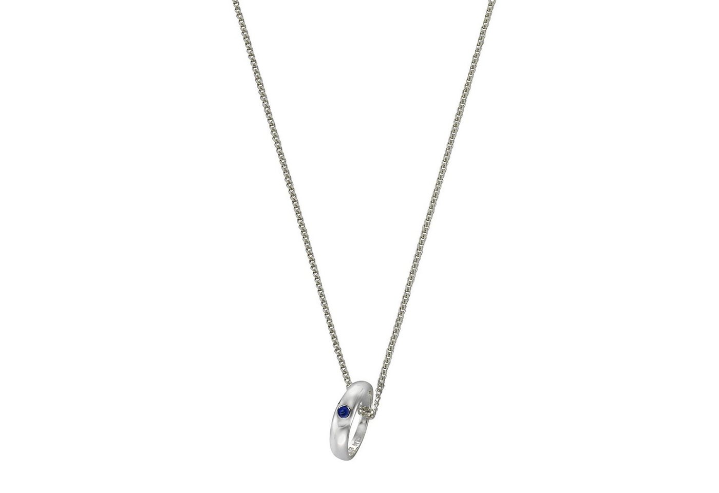 Zeeme Kette mit Anhänger 925 Silber Taufring mit Safir blau von Zeeme