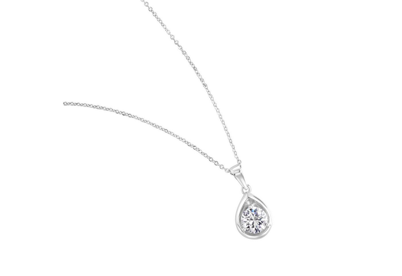 Zeeme Kette mit Anhänger 925 Sterling Silber rhodiniert Zirkonia von Zeeme