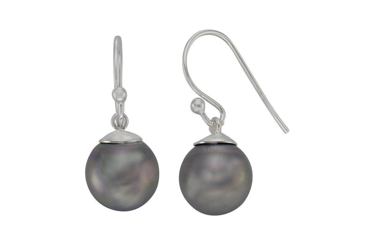 Zeeme Paar Ohrhänger 925/- Sterling Silber Perle grau von Zeeme