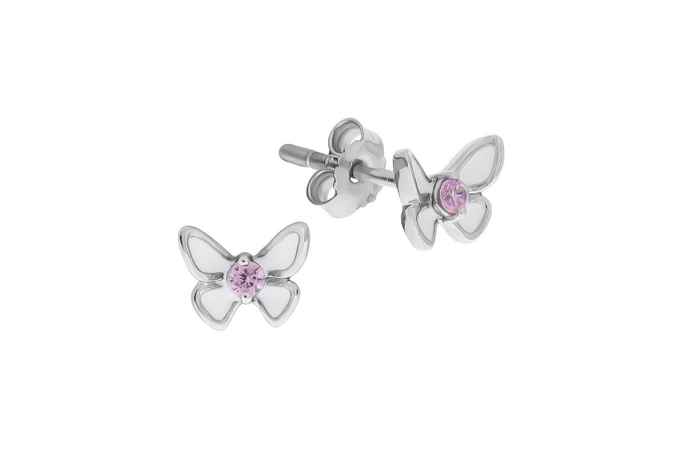 Zeeme Paar Ohrstecker Silber 925 Schmetterling Zirkonia pink von Zeeme