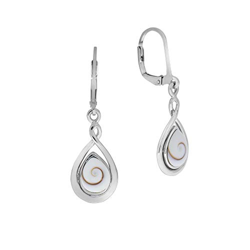 Zeeme Pearls Damen Ohrhänger 925/- Sterling Silber 3,7cm Glänzend Muschel weiß 342230018-1 von Zeeme