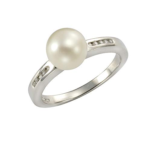 Zeeme Pearls Damen Ring 925/- Sterling Silber Glänzend Perle weiß 358271048 von Zeeme