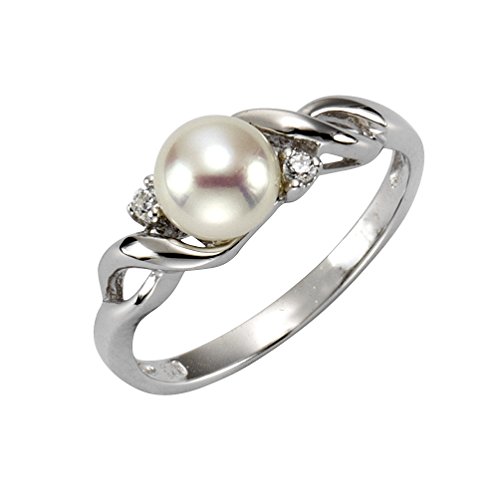 Zeeme Pearls Damen Ring 925/- Sterling Silber Glänzend Perle weiß 379270402 von Zeeme