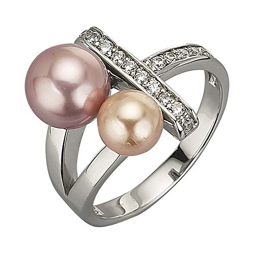 Zeeme Pearls Damen Ring 925/- Sterling Silber Glänzend Zirkonia weiß 360272022-1 von Zeeme