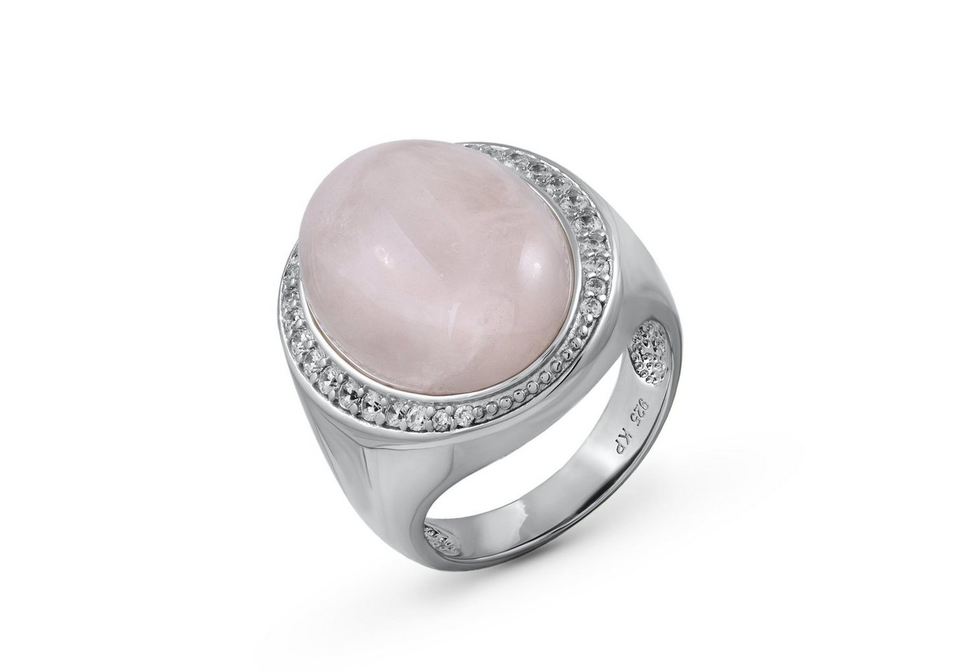 Zeeme Fingerring 925/- Sterling Silber rhodiniert Rosaquartz Zirkonia von Zeeme