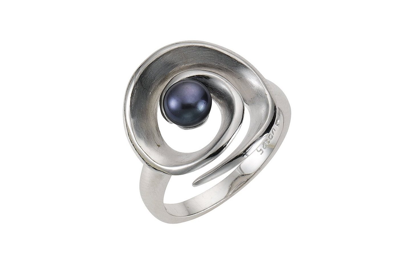 Zeeme Fingerring 925/- Sterling Silber Perle schwarz von Zeeme