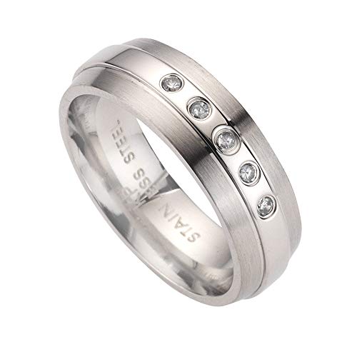 Zeeme Stainless Steel Unisex Ring Edelstahl Matt/Glanz Kristall grau 389070001 von Zeeme