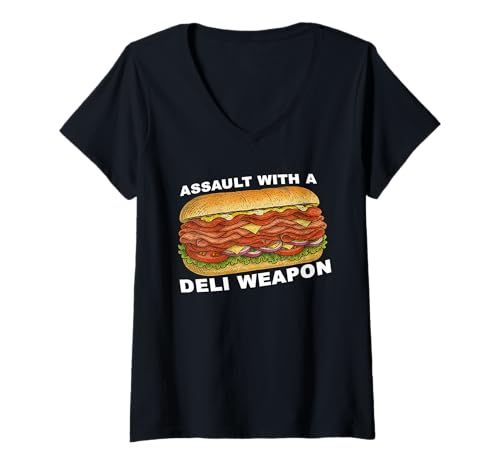 Damen Angriff mit Einer Deli-Waffe - Nuclear Sub T-Shirt mit V-Ausschnitt von Zees Tees