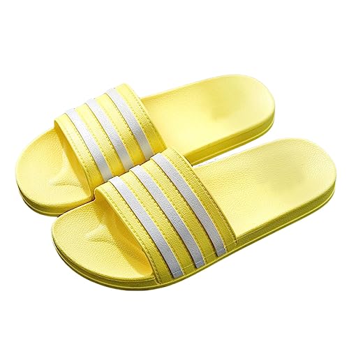 Zeeton Badelatschen Damen Hausschuhe Badeschlappen Herren Badeschuhe Kinder Rutschfeste Pantoletten Slipper Strand Sandale Gelb 40-41 von Zeeton