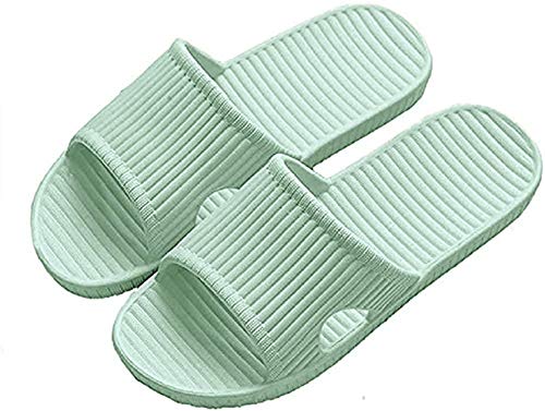 Zeeton Badelatschen Damen Hausschuhe Badeschlappen Herren Badeschuhe Kinder Rutschfeste Pantoletten Slipper Strand Sandale Grün 40-41 von Zeeton