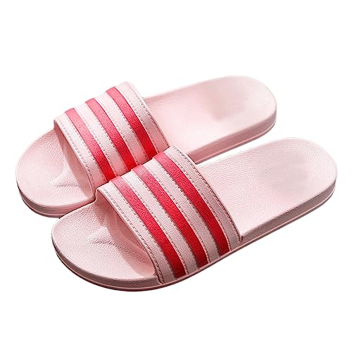 Zeeton Badelatschen Damen Hausschuhe Badeschlappen Herren Badeschuhe Kinder Rutschfeste Pantoletten Slipper Strand Sandale Rosa 36-37 von Zeeton