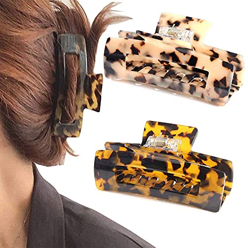 Zefeng 2 Stück Leopard Haarspange, Haarspange Klaue, Große Haarnadel, Klauen Clips, für Frauen Langes Dickes Haar Rutschfester Pferdeschwanzhalter Strong Hold Hair Grip(2 Farben) von Zefeng