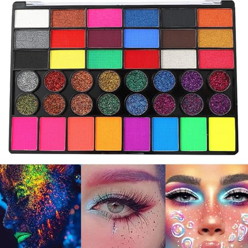 Zegaqae Gesichtsfarben Palette - 42 Farben Malset - Wassermalfarbe Für Halloween Partys Kinder Erwachsene Bühnenauftritte von Zegaqae