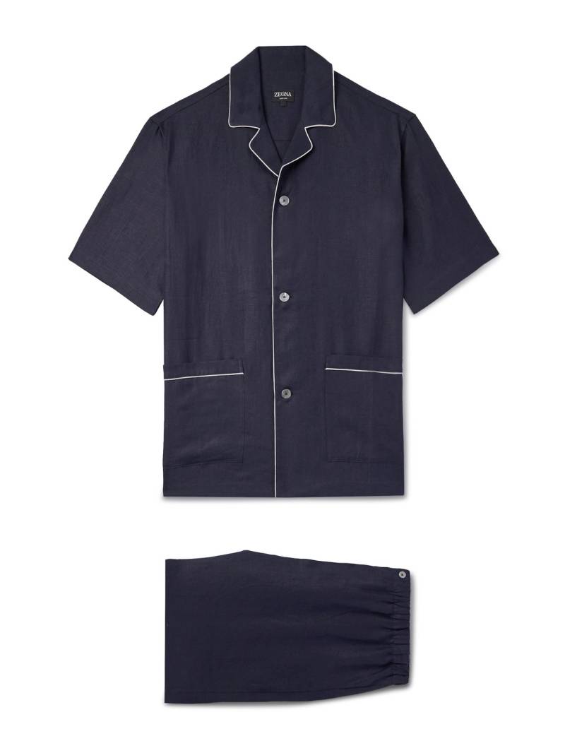 Zegna - Camp-Collar Oasi Linen Pyjama Set - Men - Blue - M von Zegna