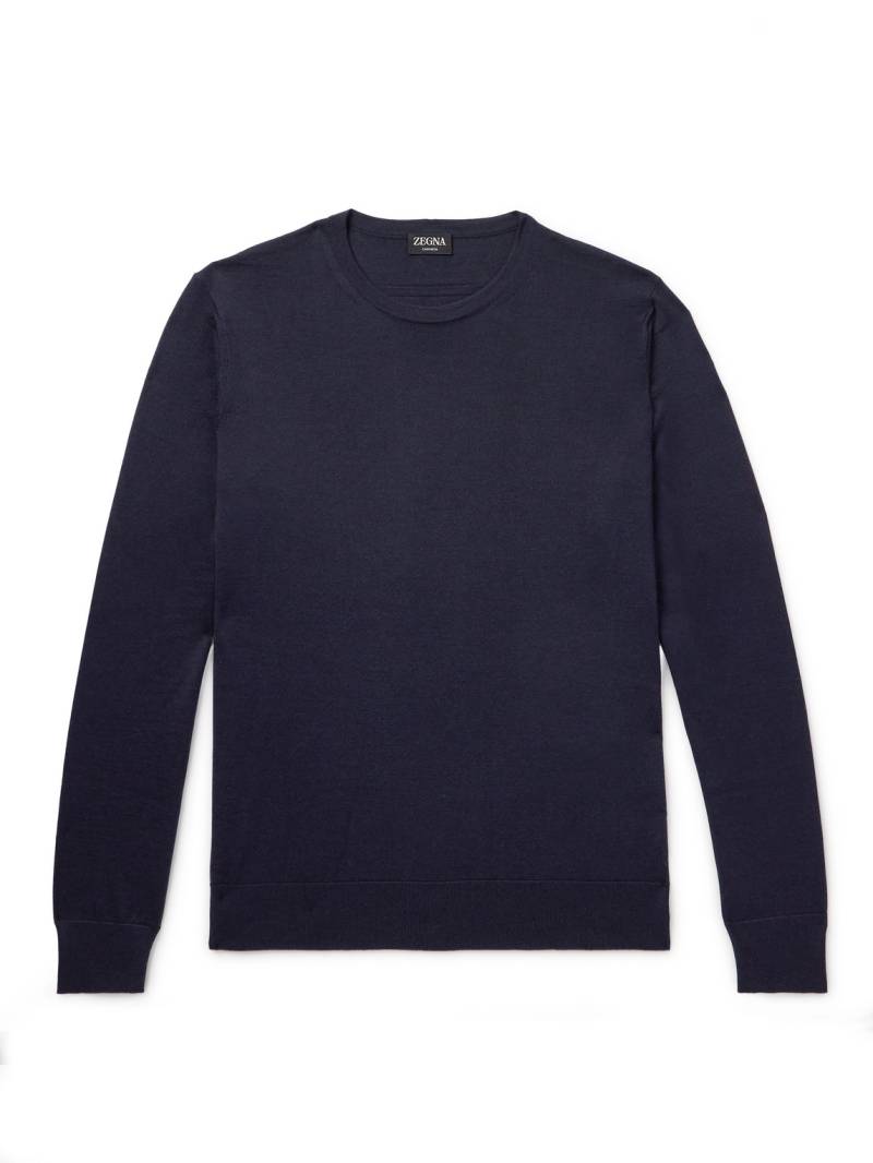 Zegna - Cashmere and Silk-Blend Sweater - Men - Blue - IT 56 von Zegna