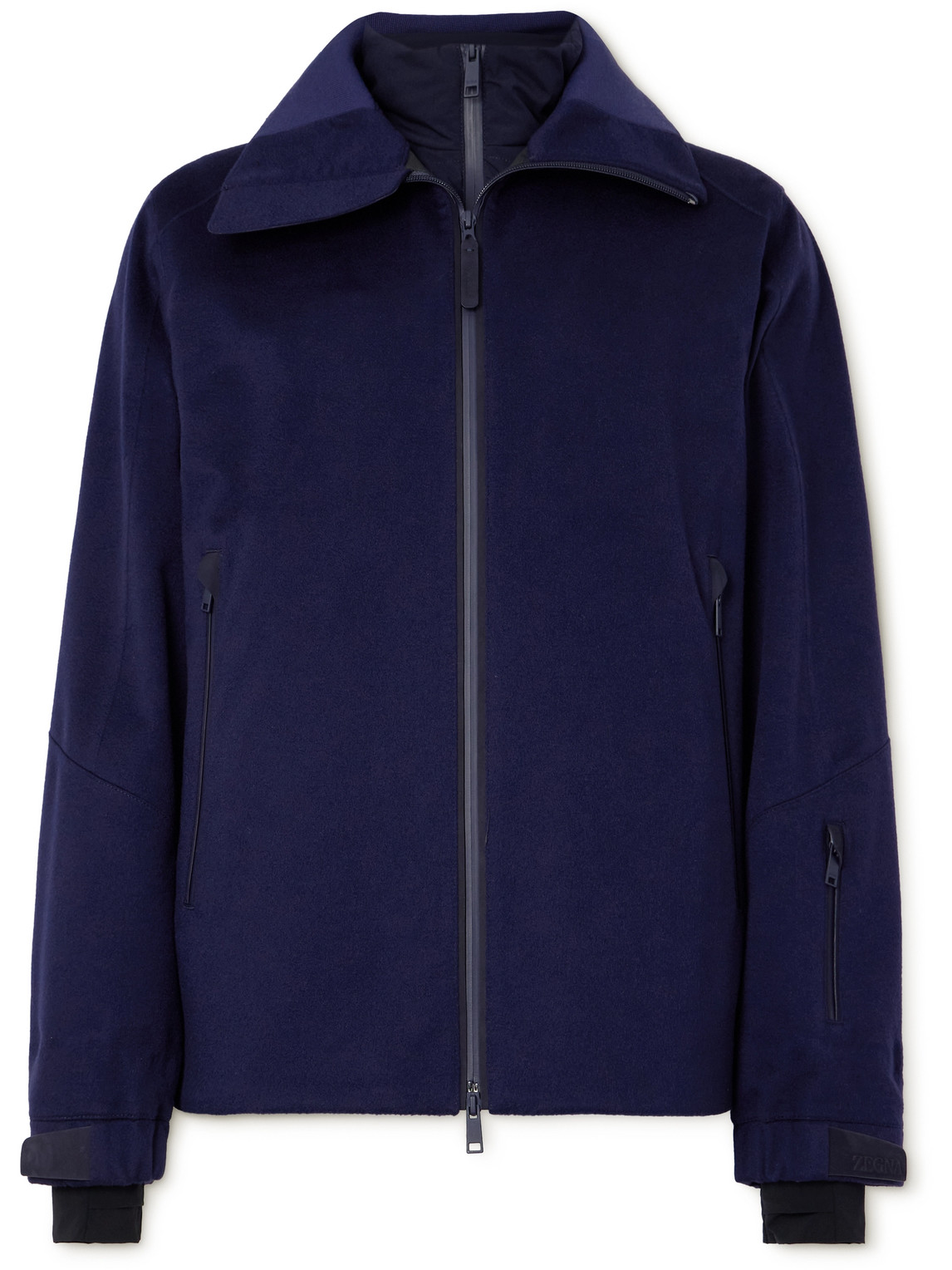 Zegna - Convertible Leather-Trimmed Oasi Cashmere Hooded Ski Jacket and Quilted Down Gilet - Men - Blue - IT 48 von Zegna