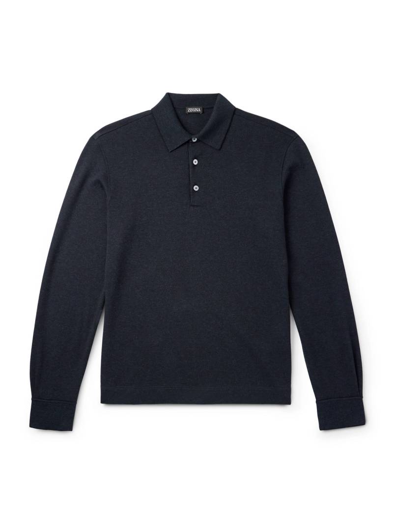 Zegna - Cotton-Piqué Polo Shirt - Men - Blue - IT 52 von Zegna