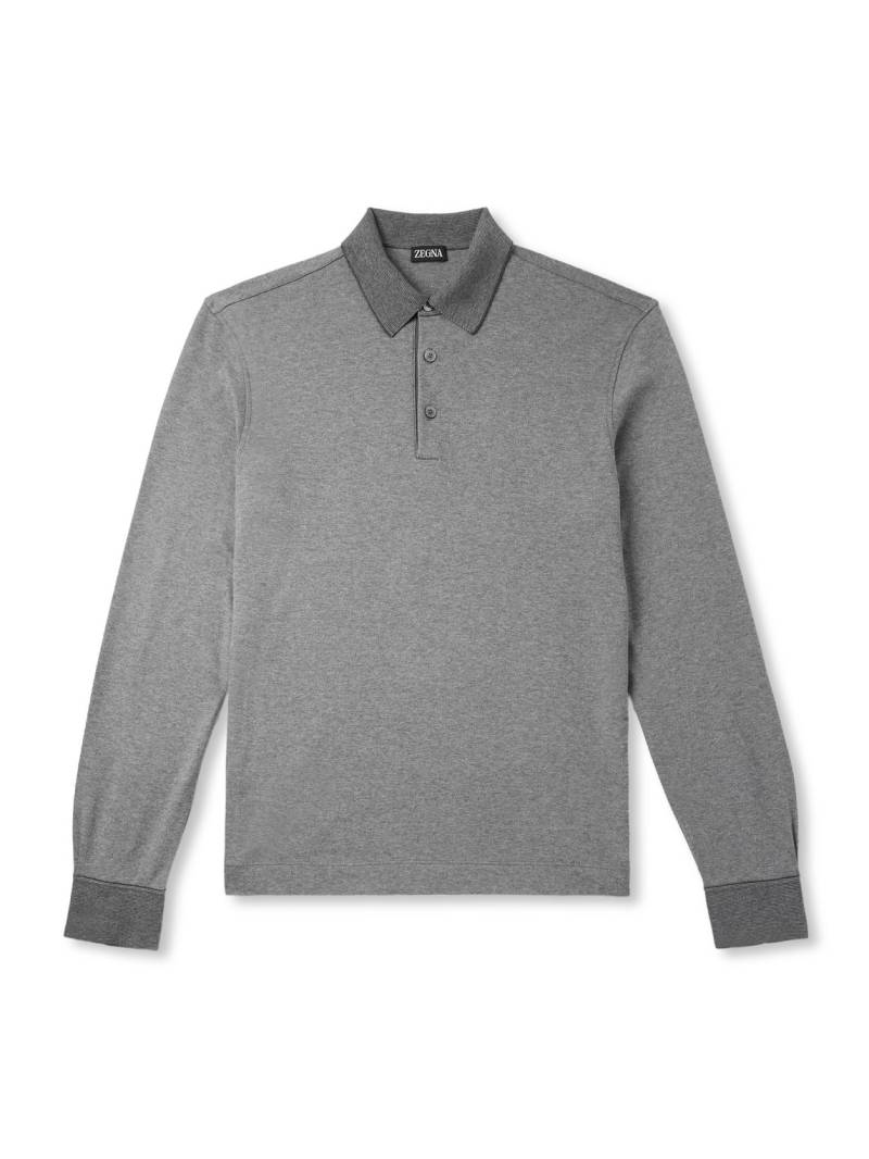 Zegna - Cotton-Piqué Polo Shirt - Men - Gray - IT 48 von Zegna