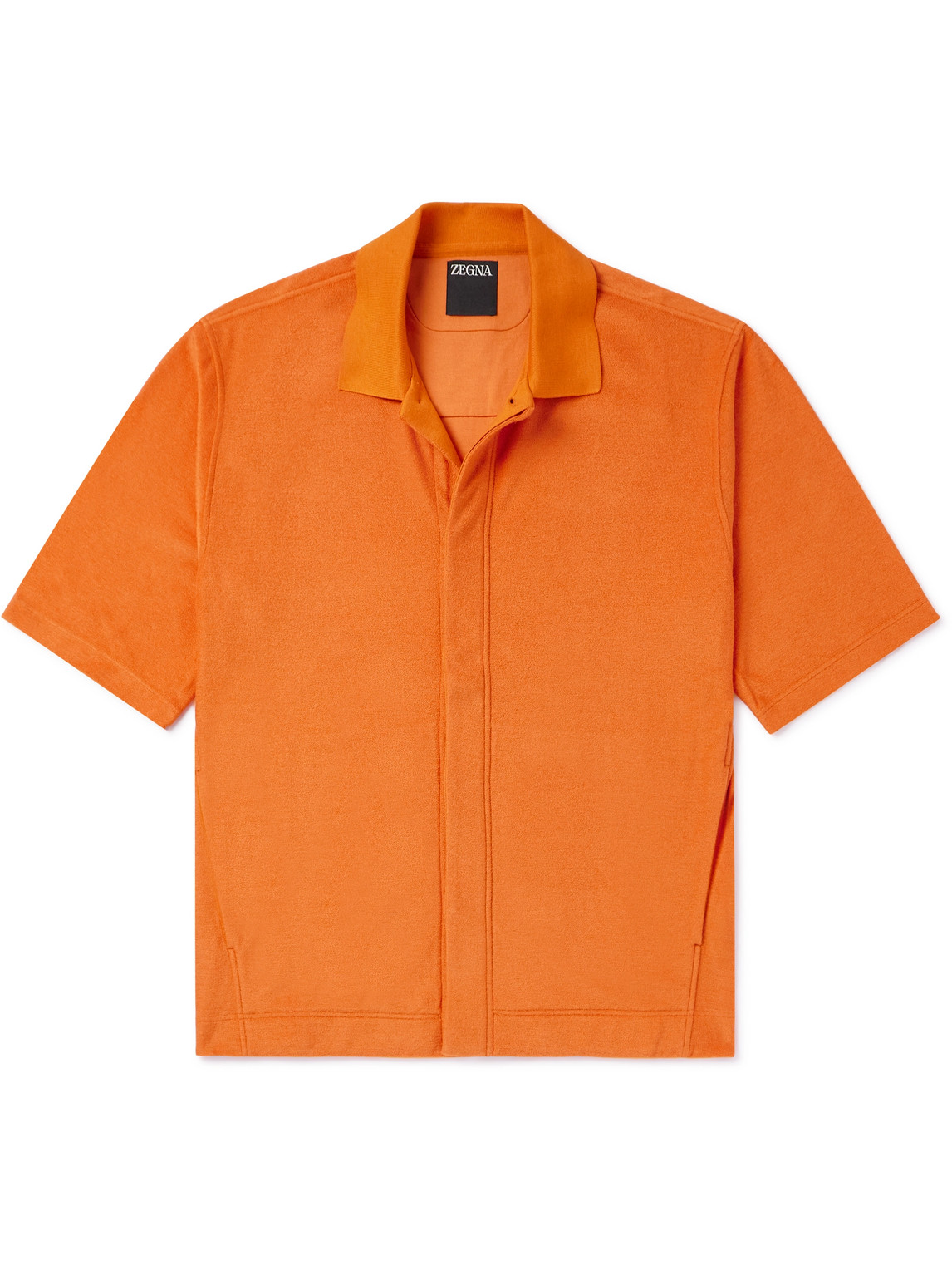 Zegna - Cotton and Silk-Blend Terry Shirt - Men - Orange - IT 48 von Zegna