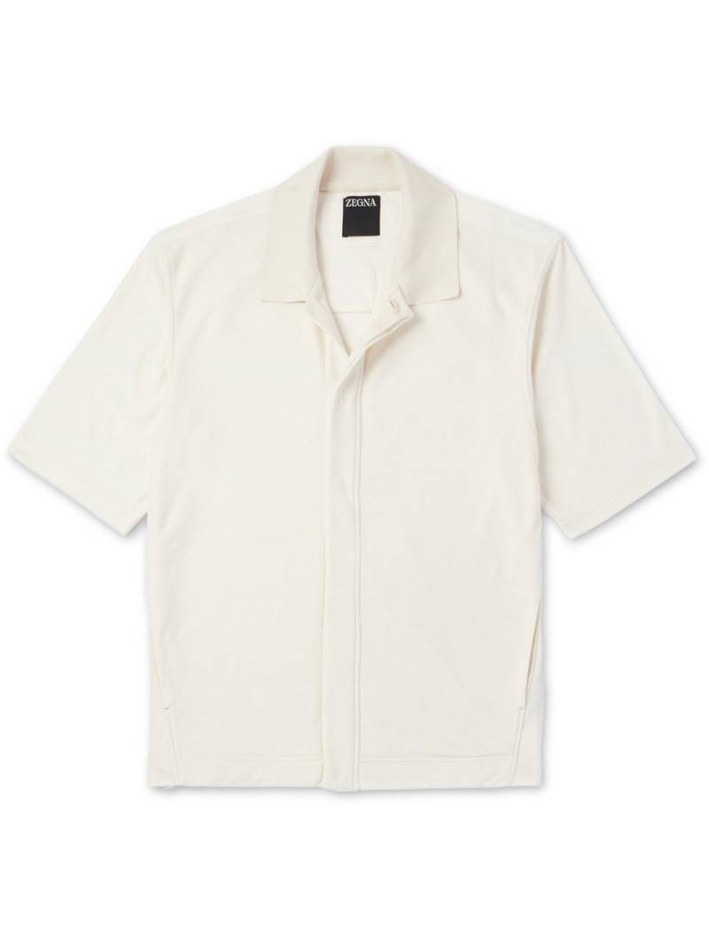 Zegna - Cotton and Silk-Blend Terry Shirt - Men - Neutrals - IT 46 von Zegna