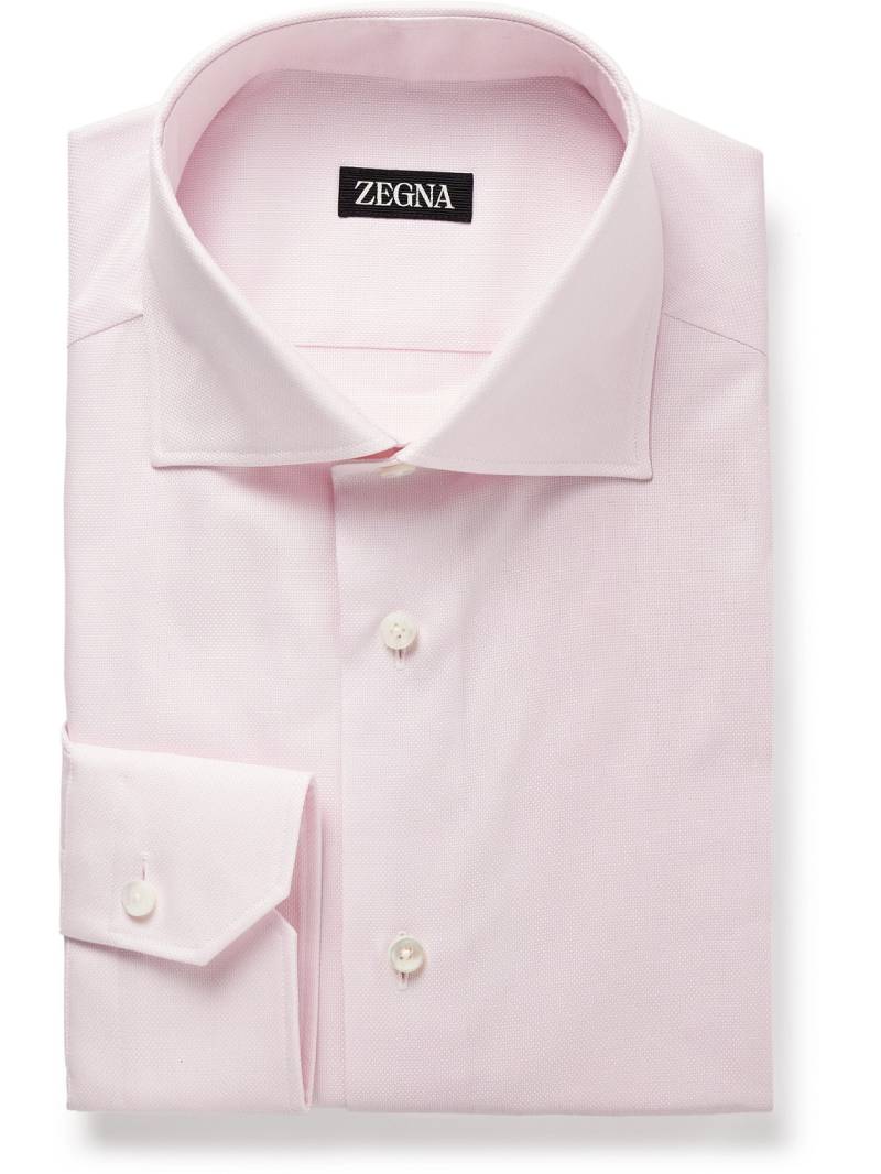 Zegna - Cutaway-Collar Cotton-Piqué Shirt - Men - Pink - EU 42 von Zegna