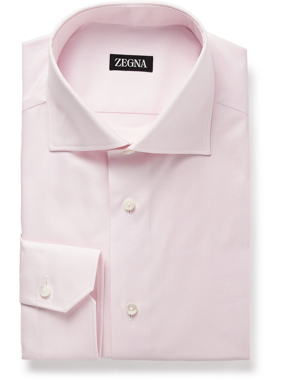 Zegna - Cutaway-Collar Cotton-Piqué Shirt - Men - Pink - EU 43 von Zegna