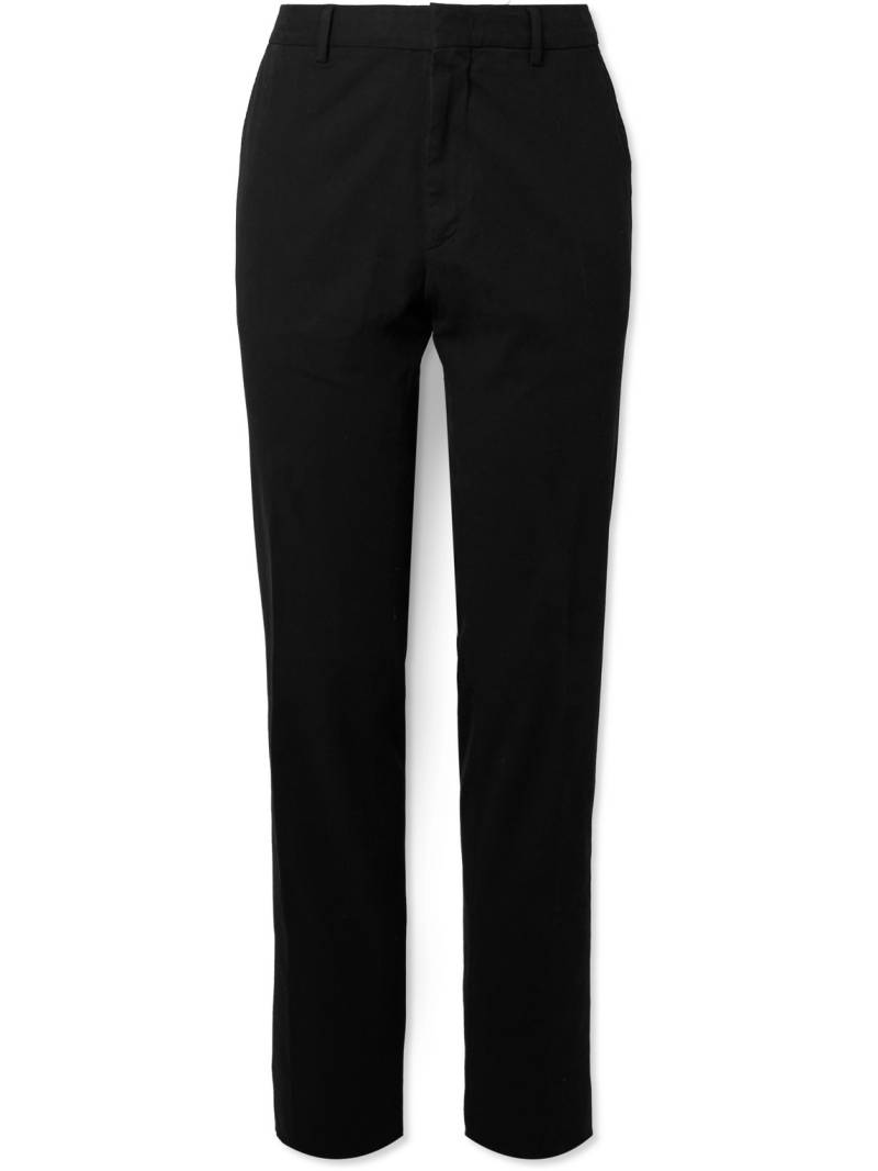 Zegna - Easy Straight-Leg Garment-Dyed Cotton-Blend Chinos - Men - Black - IT 46 von Zegna