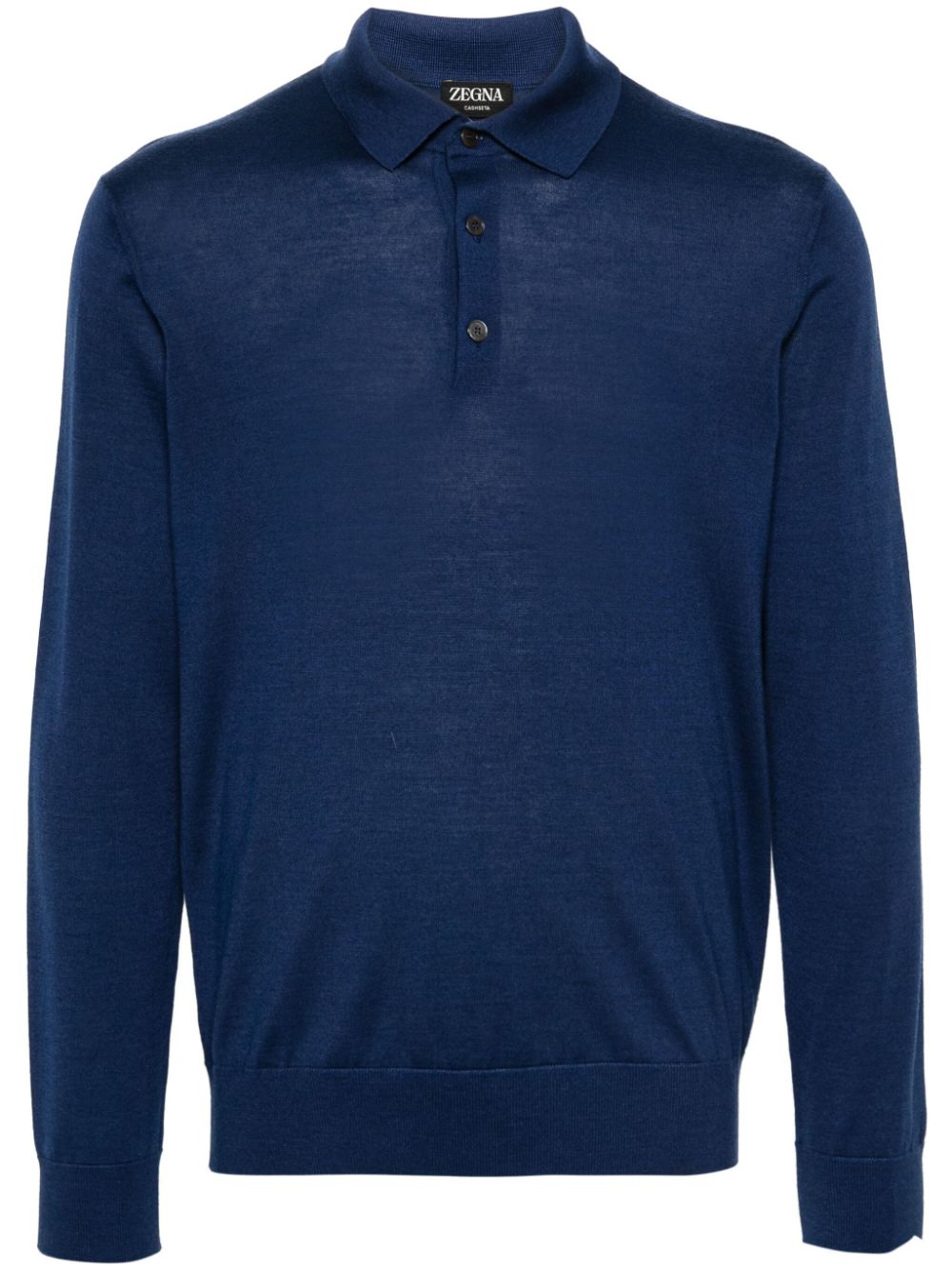 Zegna Fein geripptes Poloshirt - Blau von Zegna