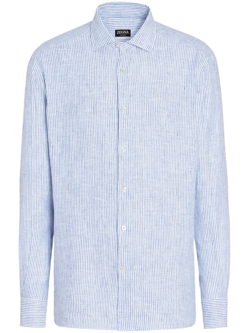 Zegna Gestreiftes Oasi Leinenhemd - Blau von Zegna