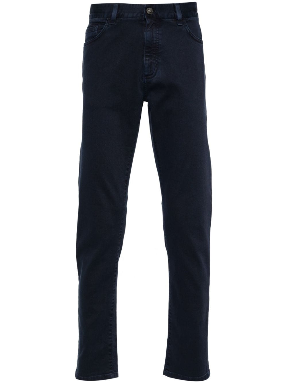 Zegna Halbhohe Jeans mit Logo-Patch - Blau von Zegna