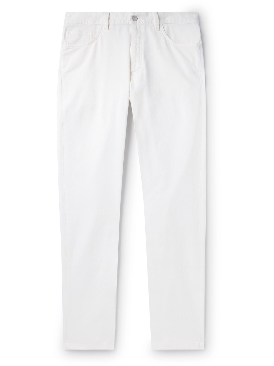 Zegna - Leather-Trimmed Straight-Leg Jeans - Men - White - UK/US 36 von Zegna