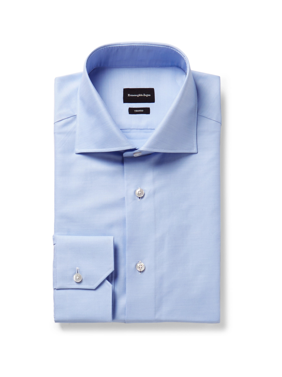 Zegna - Light-Blue Trofeo Slim-Fit Cutaway-Collar Cotton-Poplin Shirt - Men - Blue - EU 45 von Zegna