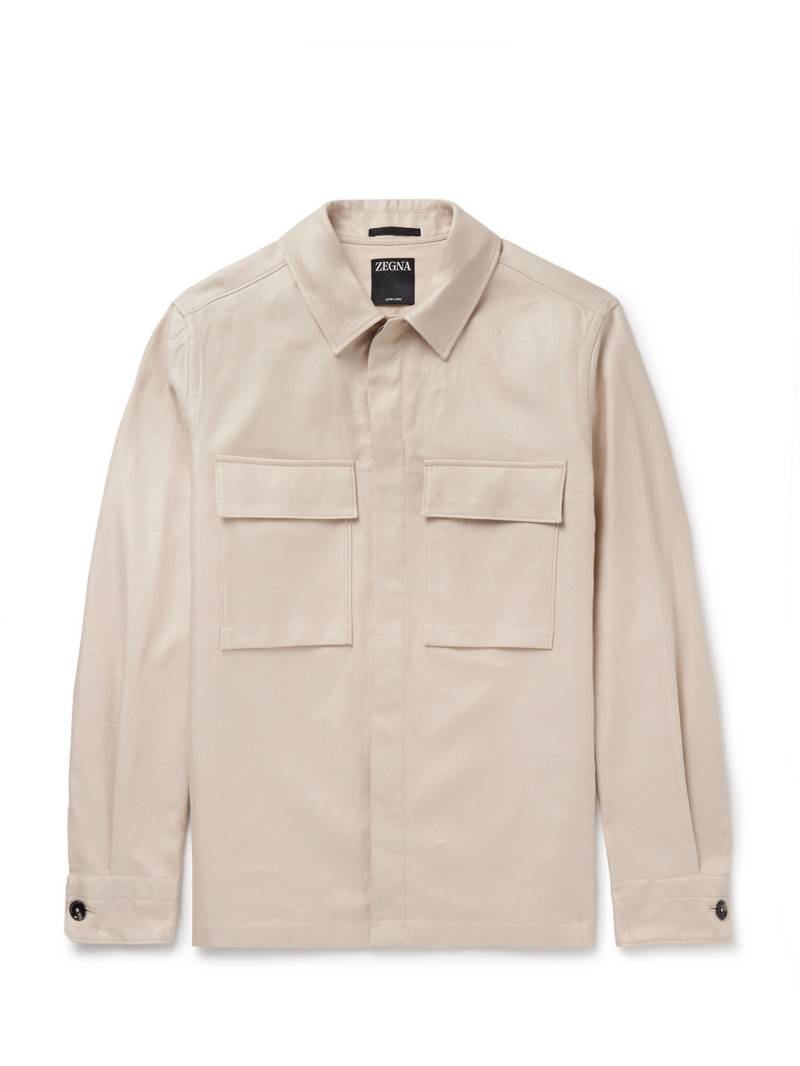Zegna - Linen-Twill Overshirt - Men - Neutrals - XXL von Zegna