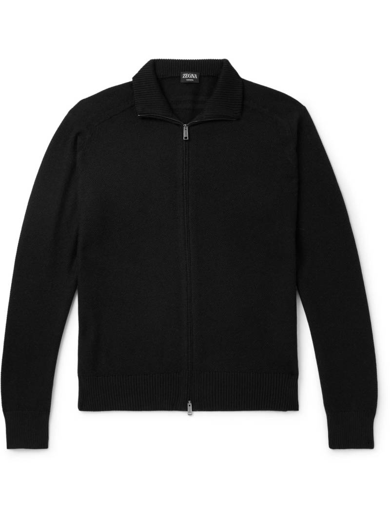 Zegna - Logo-Embroidered Cashmere and Silk-Blend Cardigan - Men - Black - IT 46 von Zegna
