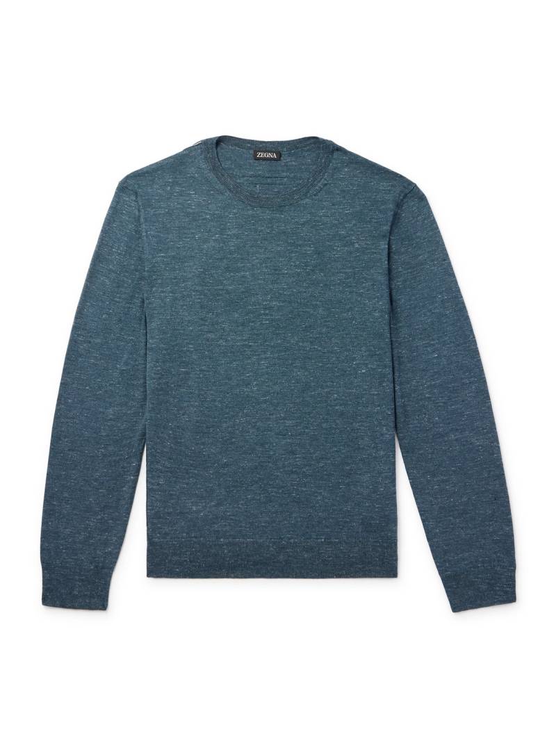 Zegna - Mulberry Silk, Cashmere and Linen-Blend Sweater - Men - Blue - IT 46 von Zegna