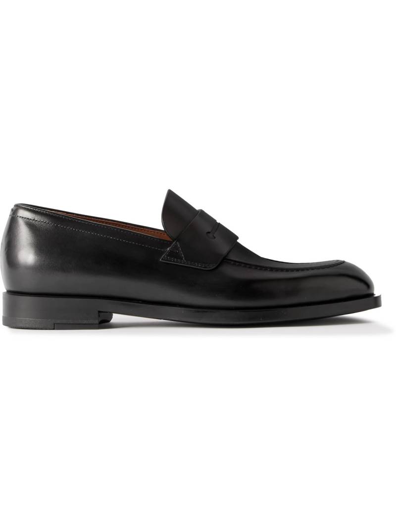 Zegna - New Classic Flex Glossed-Leather Penny Loafers - Men - Black - UK 7 von Zegna
