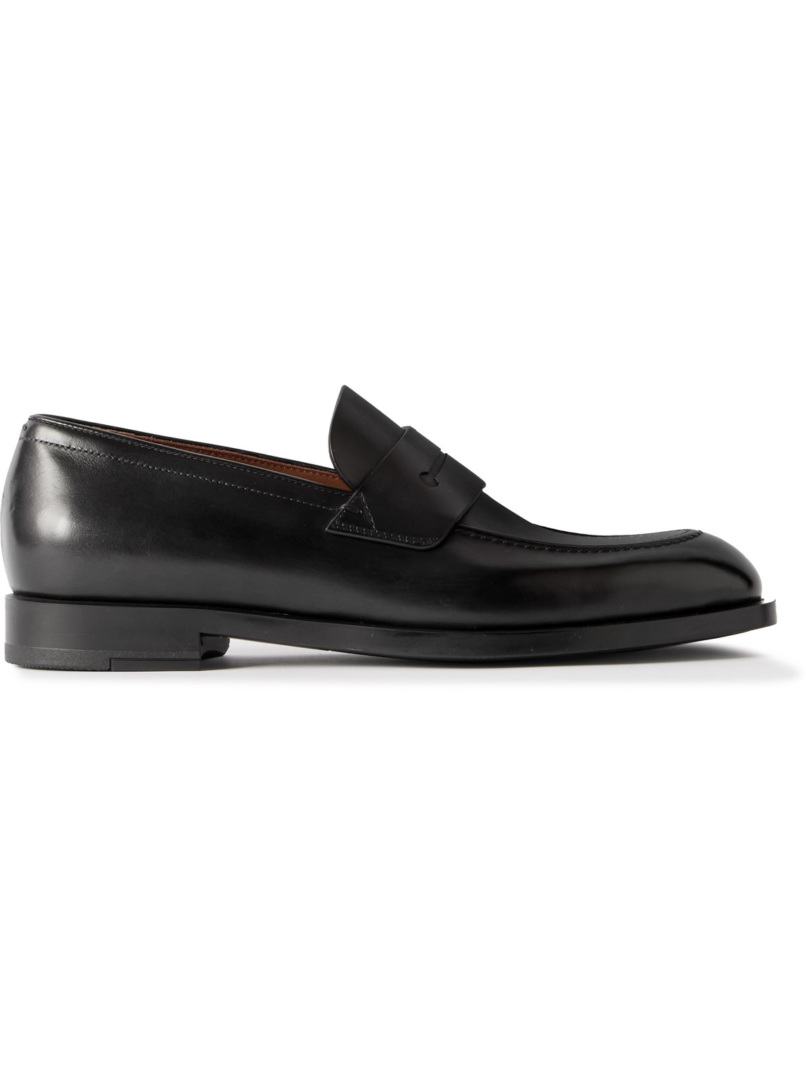 Zegna - New Classic Flex Glossed-Leather Penny Loafers - Men - Black - UK 9 von Zegna
