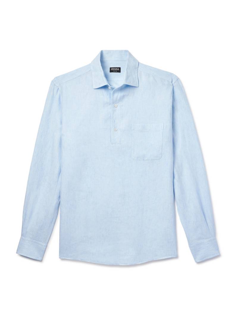 Zegna - Oasi Linen Half-Placket Shirt - Men - Blue - XL von Zegna