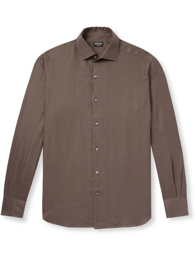 Zegna - Oasi Linen Shirt - Men - Brown - XXL von Zegna