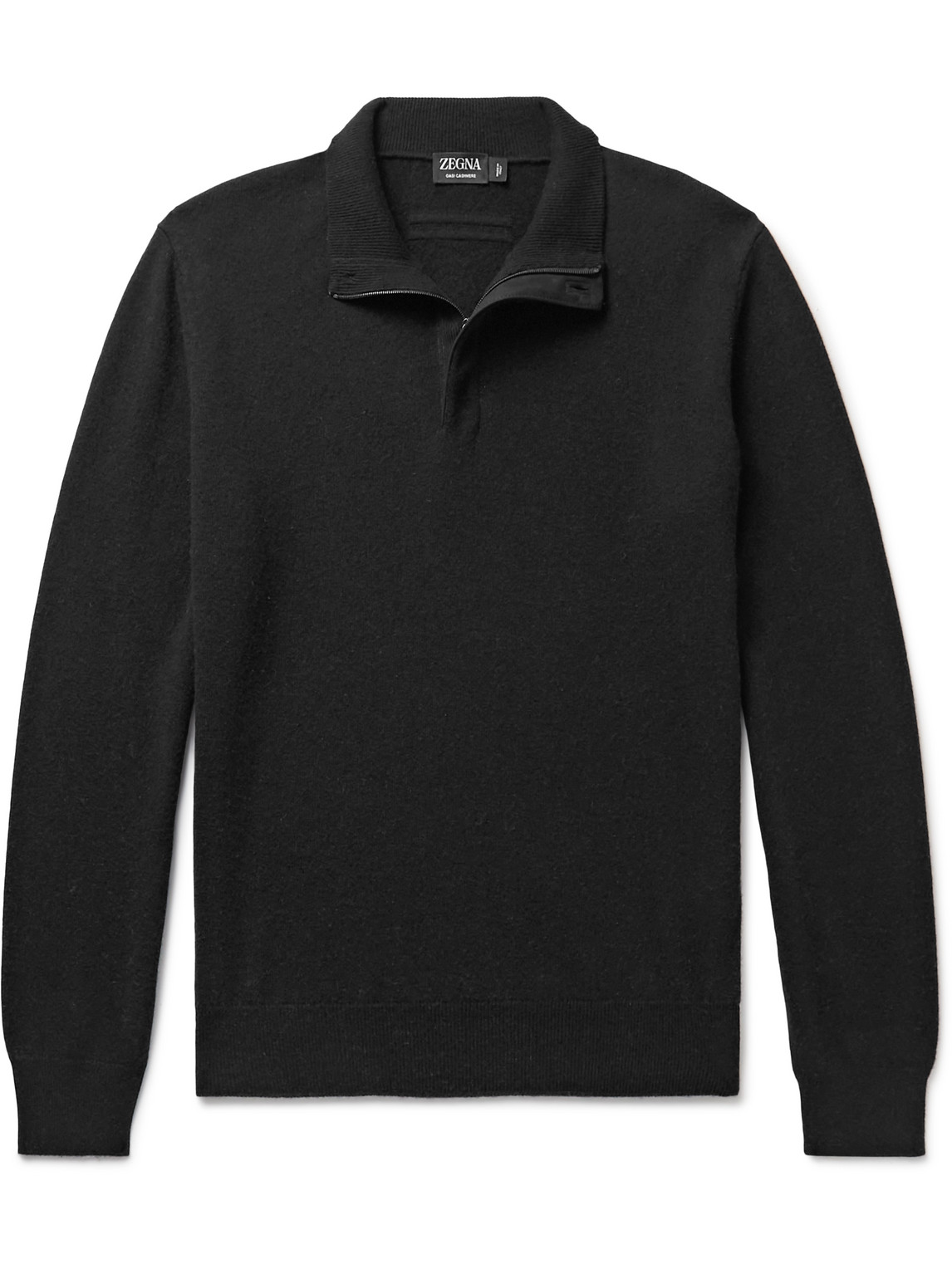 Zegna - Oasi Nubuck-Trimmed Cashmere Half-Zip Sweater - Men - Black - IT 48 von Zegna