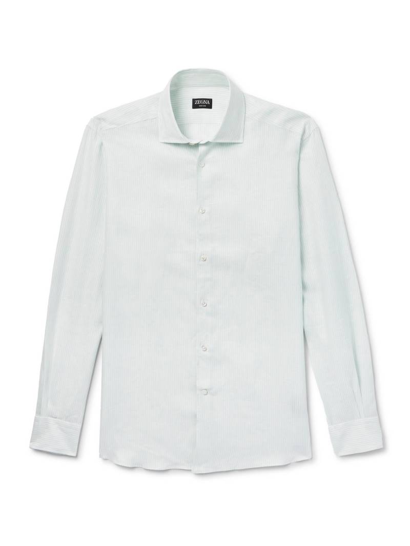 Zegna - Oasi Striped Linen Shirt - Men - Green - XXXL von Zegna