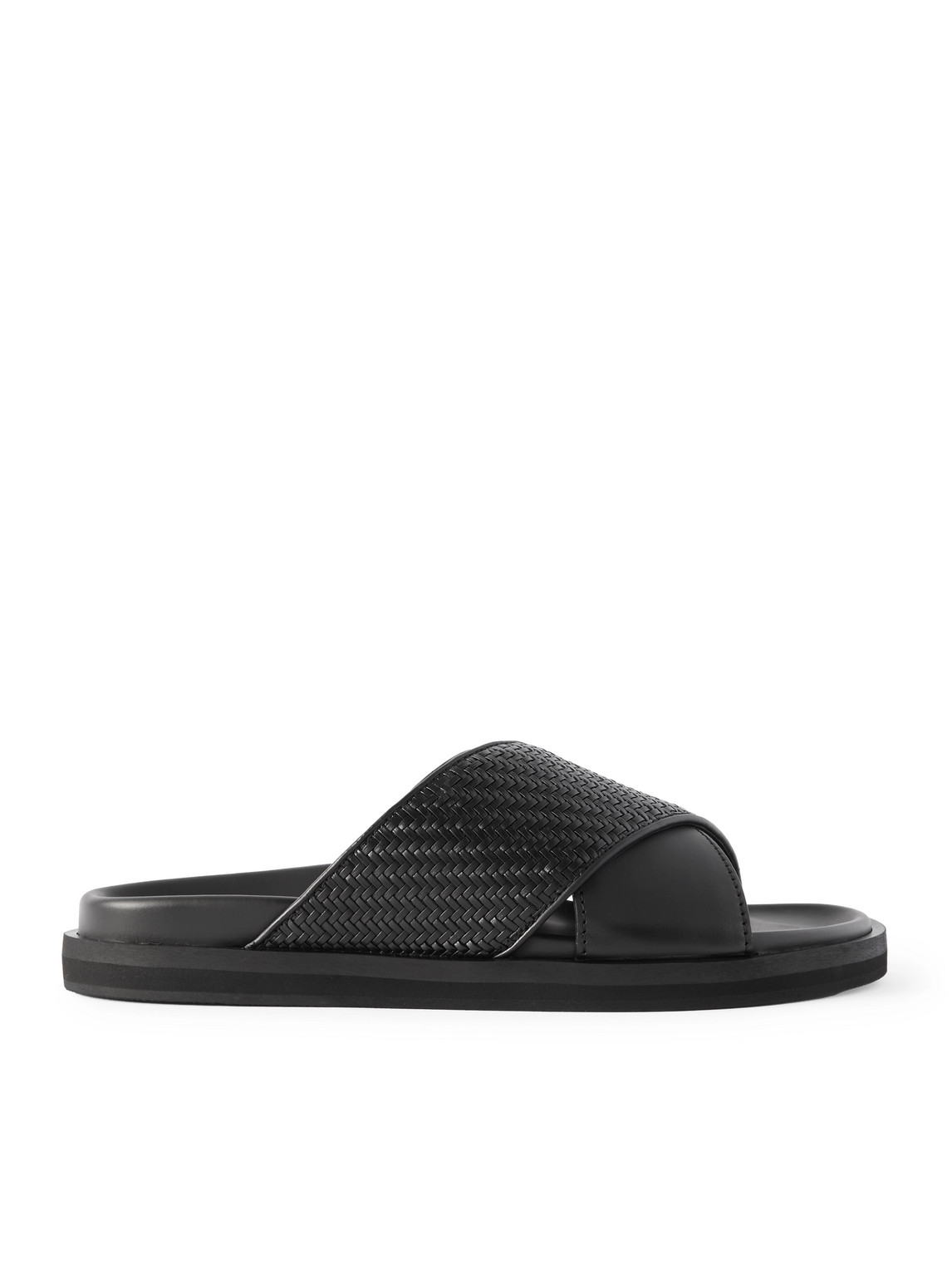 Zegna - Panarea PELLETESSUTA™ Leather Slides - Men - Black - UK 8 von Zegna